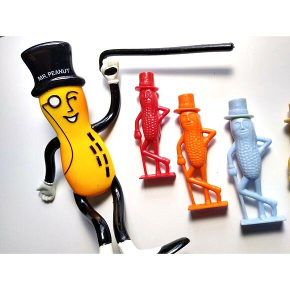 Mr. Peanut Planters Lot Of 5 Items Bendy Figure Red Orange Blue Tan Whistles - Picture 9 of 10